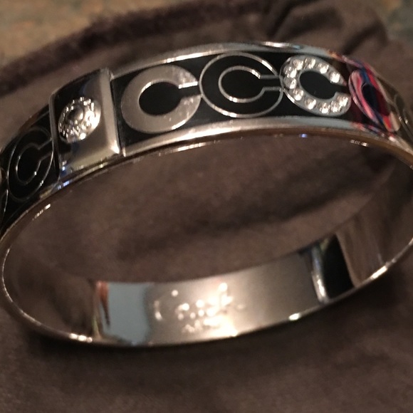 Coach plated silver, crystal & enamel bangle - Picture 2 of 3